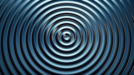 Wall Mural - abstract close-up of metallic concentric circles forming a ripple-like pattern with reflective blue 