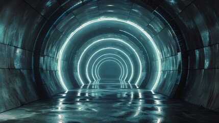 Wall Mural - enigmatic tunnel: intriguing converging lines and eerie atmosphere in minimalist design