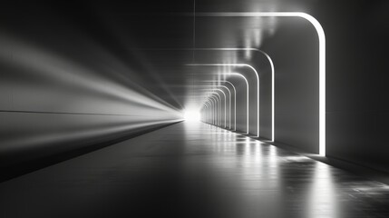 Wall Mural - mysterious tunnel: eerie perspective lines with dynamic lighting