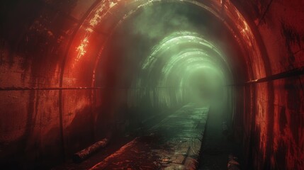 Wall Mural - enigmatic tunnel: minimalist design with converging perspectives and dramatic lighting to evoke dept