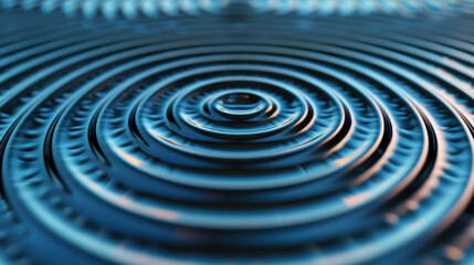Wall Mural - abstract close-up of concentric circles creating a mesmerizing ripple effect in shades of blue, repr