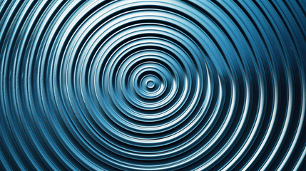 Wall Mural - abstract close-up of concentric metallic circles with a blue hue, showcasing intricate texture and h