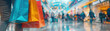 © tonstock - Vibrant shopping mall scene with colorful bags and bustling crowd, showcasing the excitement of retail therapy and urban lifestyle.