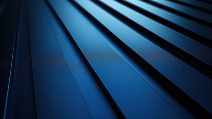 Wall Mural - abstract close-up of blue metallic corrugated texture with shadows and highlights creating a modern,