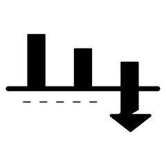 Sticker - decrease statistical bar graph glyph icon