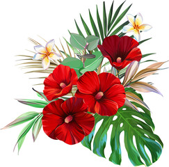 Wall Mural - Tropical pattern. Paradise plants and flowers. Hawaiian pattern. Exotic, tropics