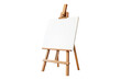 © posterpalette - Wood art easel stand with a blank canvas isolated on transparent background