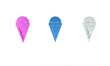 © Vadim - Colorful Ice cream in waffle cone icon isolated on white background. Sweet symbol. Minimalism concept. 3D render illustration