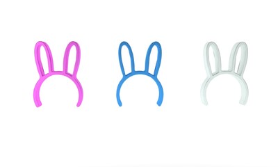 Wall Mural - Colorful Mask with long bunny ears icon isolated on white background. Minimalism concept. 3D render illustration