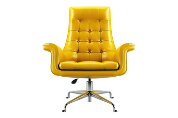 Yellow office chair isolated on transparent background