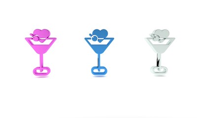 Sticker - Colorful Martini glass icon isolated on white background. Cocktail icon. Wine glass icon. Minimalism concept. 3D render illustration