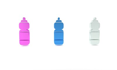 Canvas Print - Colorful Fitness shaker icon isolated on white background. Sports shaker bottle with lid for water and protein cocktails. Minimalism concept. 3D render illustration