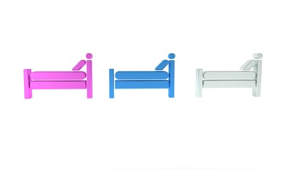 Canvas Print - Colorful Bed icon isolated on white background. Minimalism concept. 3D render illustration