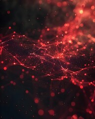 Wall Mural - Abstract Digital Red Glowing Network Connections Technology Background. AI Generated