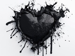 Wall Mural - Black painted heart-shaped chocolate cake