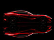 © Dmytro - Silhouette of a red car on a black background. Neural network AI generated art