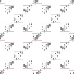 Sticker - Cryptocurrency Candlestick Charts vector Technical Analysis seamless pattern in outline style