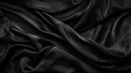 Wall Mural - Black Satin Fabric Drape Background.