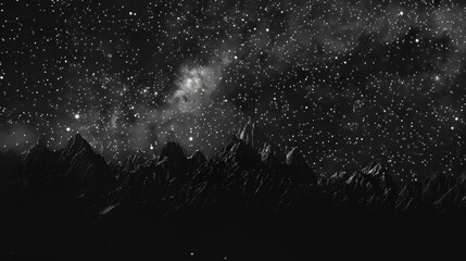 Wall Mural - Night Sky Over Mountains.