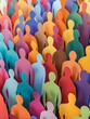 © PSCL RDL - Banner background of a colorful crowd of people made of cut-out paper representing a dense mob gathered at a public event