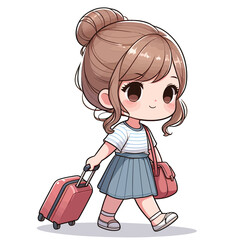 Sticker - A little girl with a bag