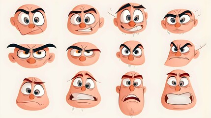 Wall Mural - Cartoon face emotions set for you design 