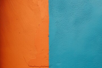 Wall Mural - This is a decorative wall image with a clean split between orange and blue, featuring textured surfaces and a modern look.