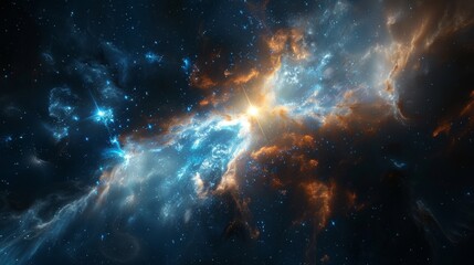 Wall Mural - abstract cosmic nebula with bright stars