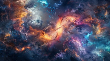 Wall Mural - abstract cosmic nebula with bright stars