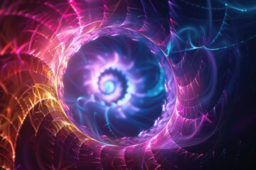 Wall Mural - Abstract glowing color Fibonacci spiral background