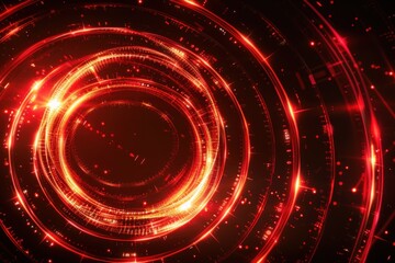 Wall Mural - Background with glowing circles. red energy circle