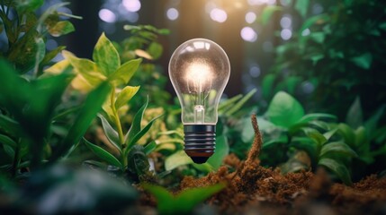 Light Bulb in Nature - A Symbol of Sustainable Innovation