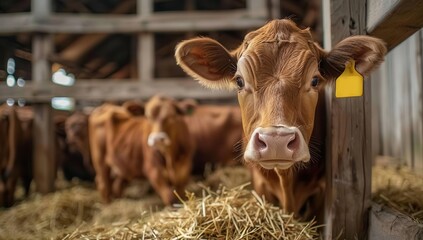 Wall Mural - cows in a farm