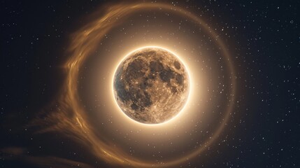 Wall Mural - Full Moon in a Golden Halo.