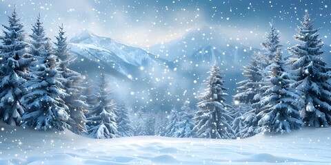 Wall Mural - winter landscape with snow