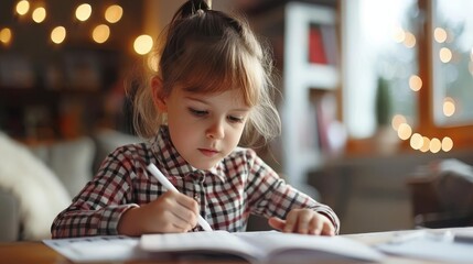 Child reviewing music theory worksheets with a teacher, theory concept, selective focus, music education