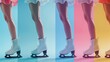 © Damerfie - Legs of a figure skater wearing white ice skates, posed elegantly against a gradient background, highlighting the grace and poise associated with the sport.
