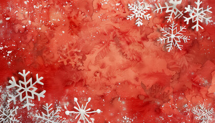 Wall Mural - A red background with snowflakes on it