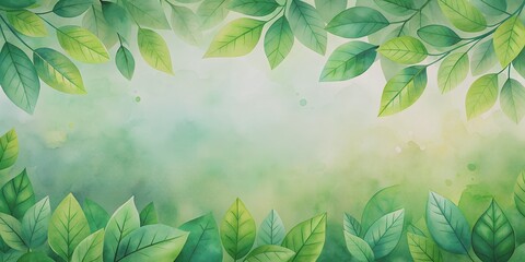 background of green leaves in watercolor colors copy space textured background gradient generative b