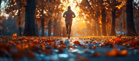 Poster - Runner in Autumnal Forest