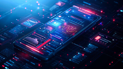 background digital isometric of UI UX