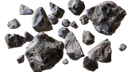 Black rocks on transparent background or PNG file.