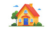 © Nurlan - Cute cartoon illustration of a yellow house with red roof.