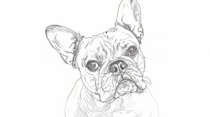 Poster - Portrait of French bulldog in clean line drawing style illustration