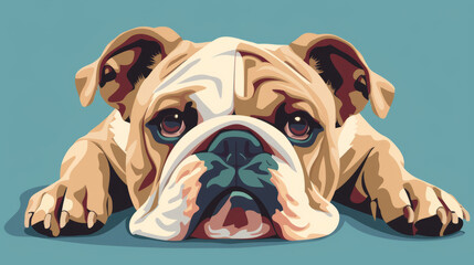 Poster - Bulldog dog in flat vector art cartoon style illustration