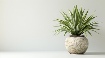 Wall Mural - Craft a digital rendering of a beautiful, chic pot with a delightful plant, on a white backdrop.