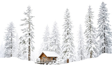 Poster - Snow-Covered Cabin in a Winter Wonderland