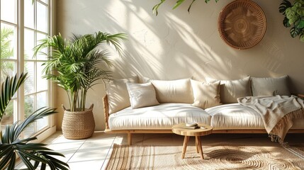 Wall Mural - Cozy Living Room with Natural Elements