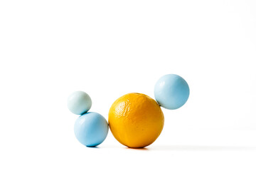 Wall Mural - Orange with Three Blue Spheres