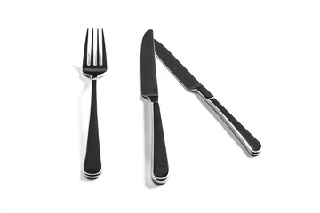 Wall Mural - Fork and Knife on White Background